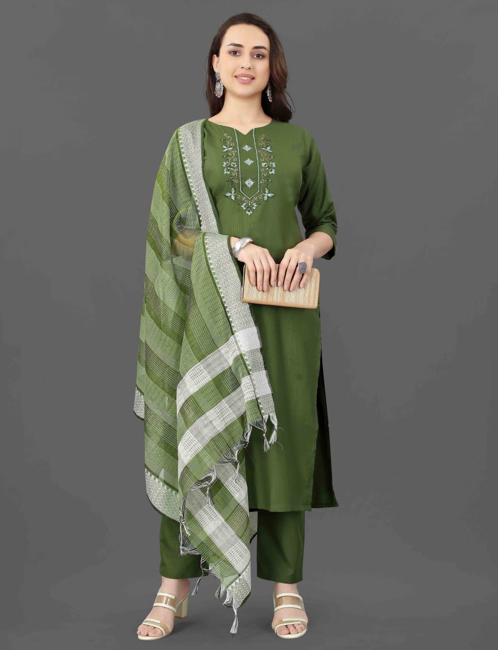 NSF Kamini Cotton Blend Surat Kurtis With Bottom Dupatta Wholesale Online